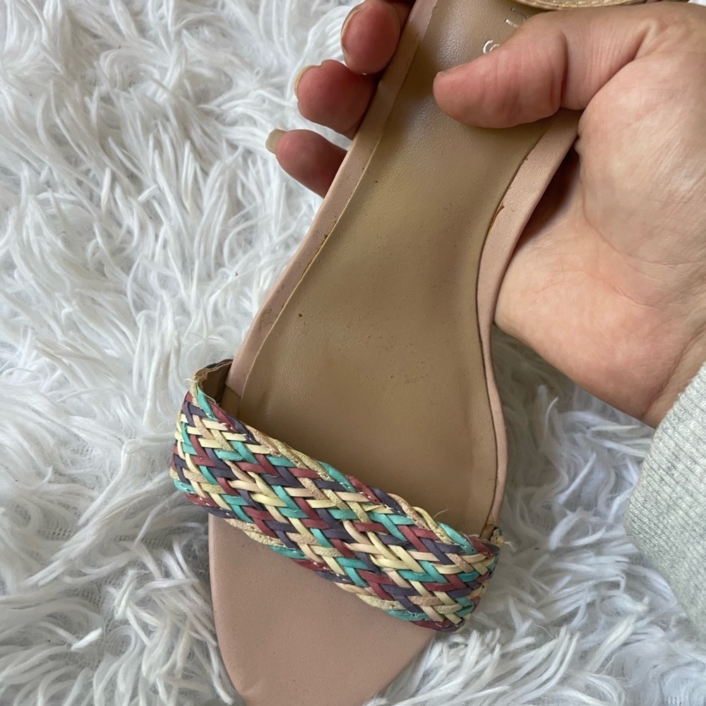 Madden Girl Bellaa Women's Multicolor Woven Heel Sandals tan beige blush - Picture 6 of 7